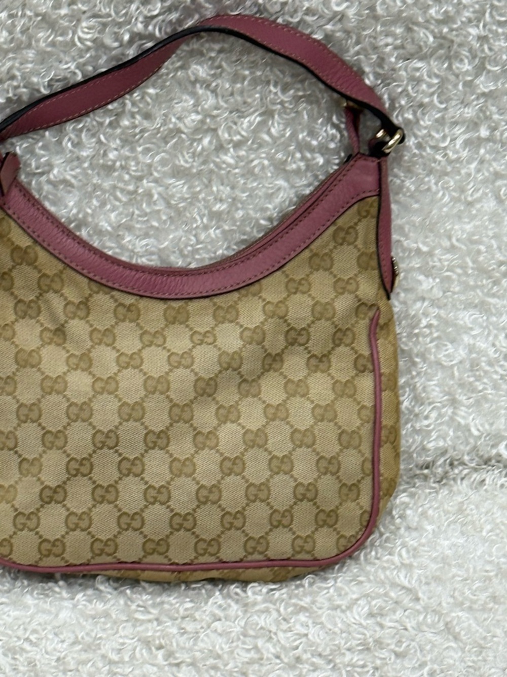 Gucci Beige/Pink GG Canvas and Leather Hobo - Picture 7 of 16